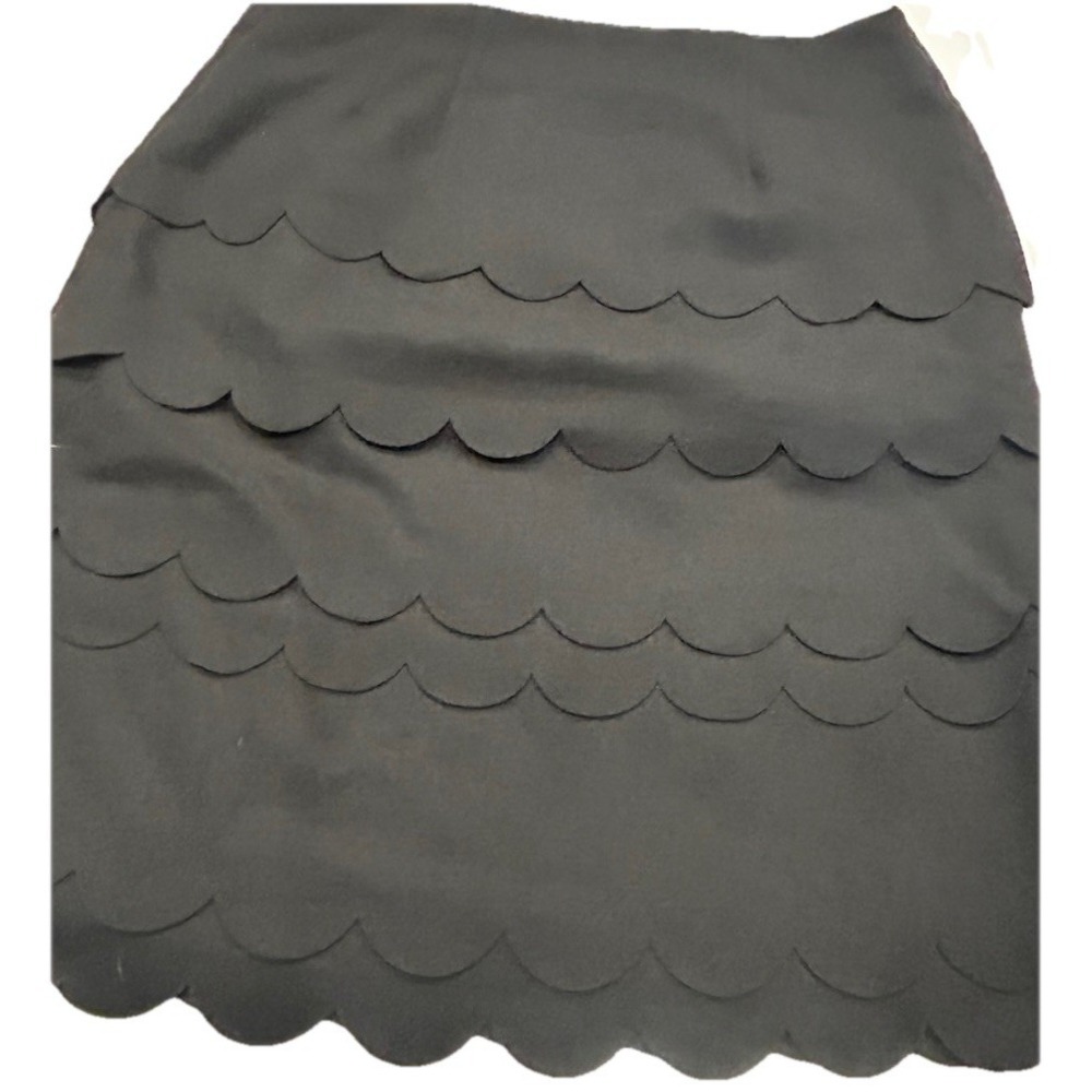 Maeve Anthropology Wool Blend Black Tiered Scalloped Pencil Skirt Size 10 Artsy